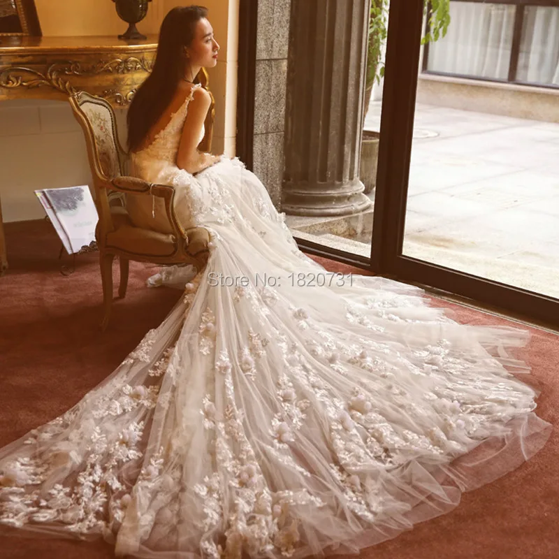 Женское длинное свадебное платье-Русалка романтичное платье на