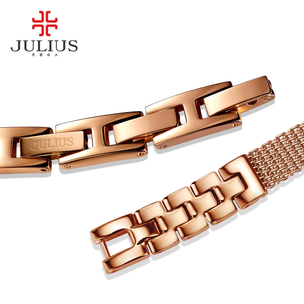 JULIUS JA 934 Брендовые женские часы из розового золота круглый циферблат полный сетка