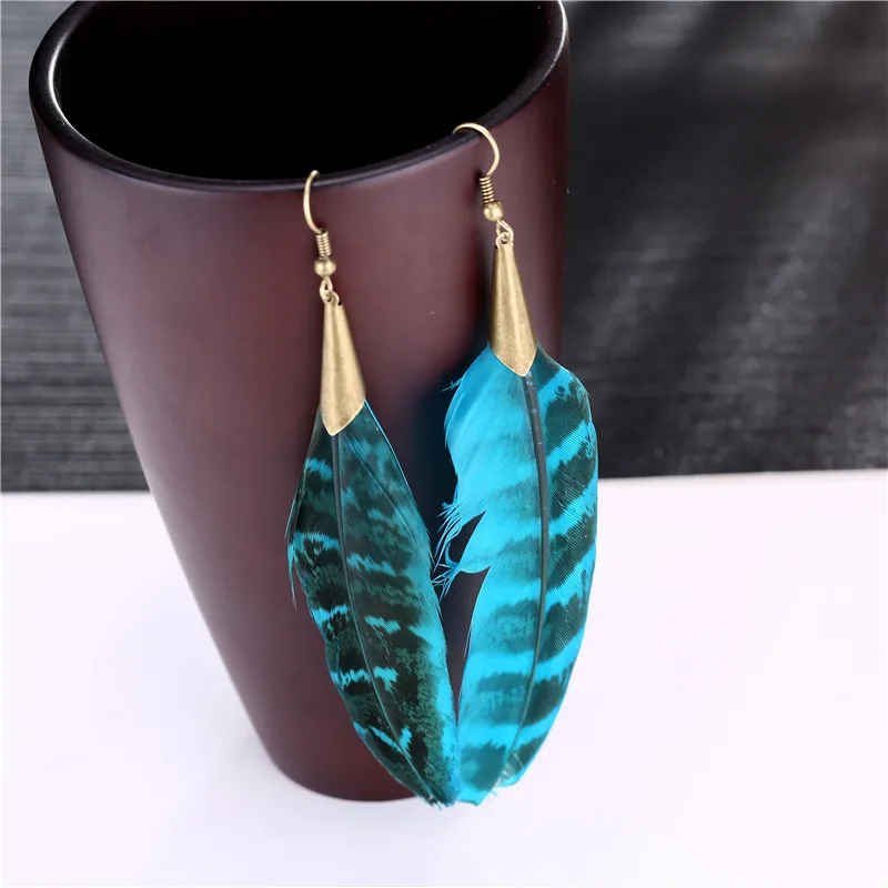 2019 новые очаровательные серьги из сплава ручной работы с перьями Boho Этнические