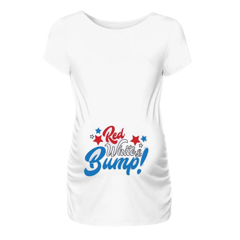Женская Футболка для беременных топ с американским флагом 4 июля круглым вырезом