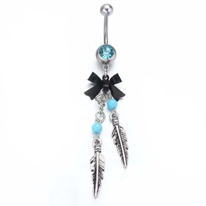 blue Crystal Surgical Steel Navel Piercing Nombril Dream Catcher Belly Button Rings Women Ombligo Pircing | Украшения и