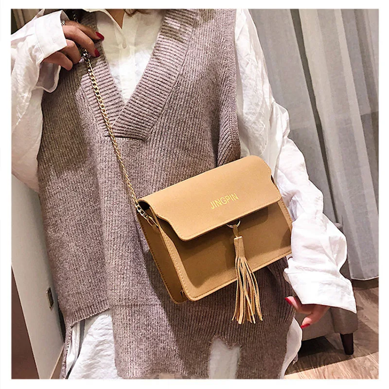 

Women Messenger Bags Versatile Frosted Shoulder Bag Bags for Women 2018 New Fashion Port Wind Lady Slung Fairy Tassel WWJ298