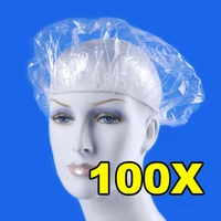 100pcslot disposable hat hotel one off elastic shower bathing cap clear hair salon bathroom products