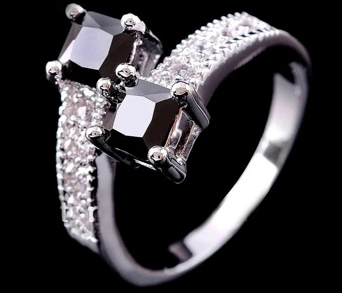 Мужское и женское черное бриллиантовое кольцо милое обручальное винтажные