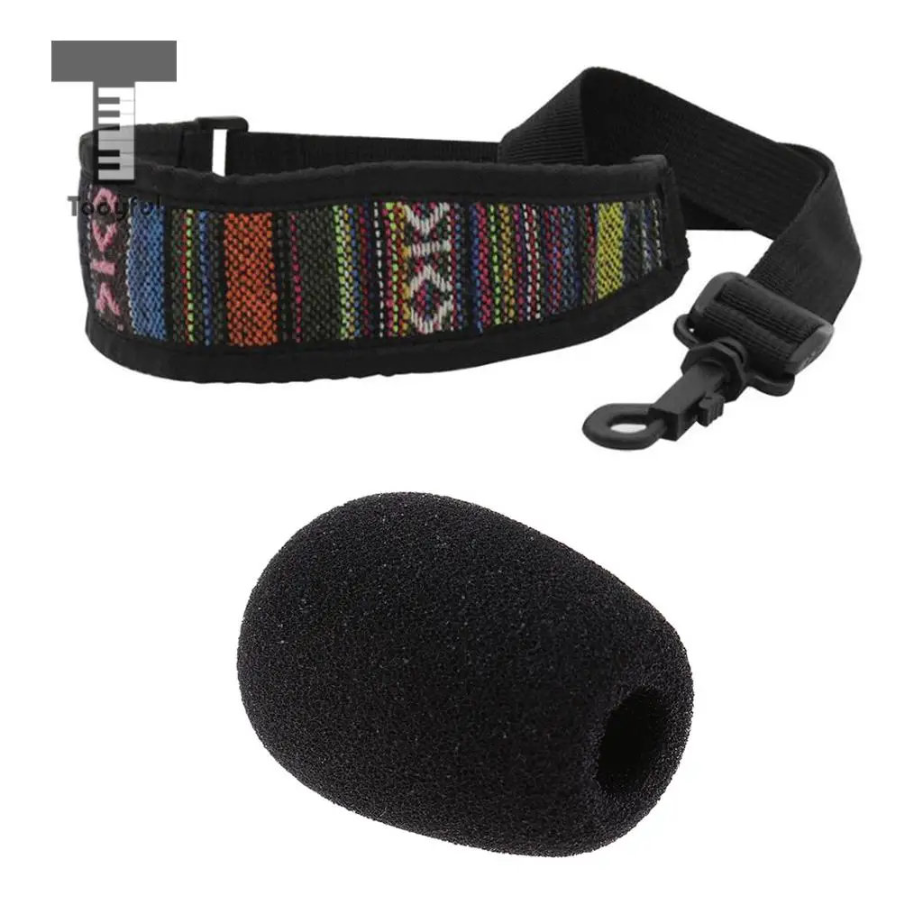 

Tooyful Microphone Sponge Windshiled Mic Cover+High Elastic Cotton Sax Neck Belt