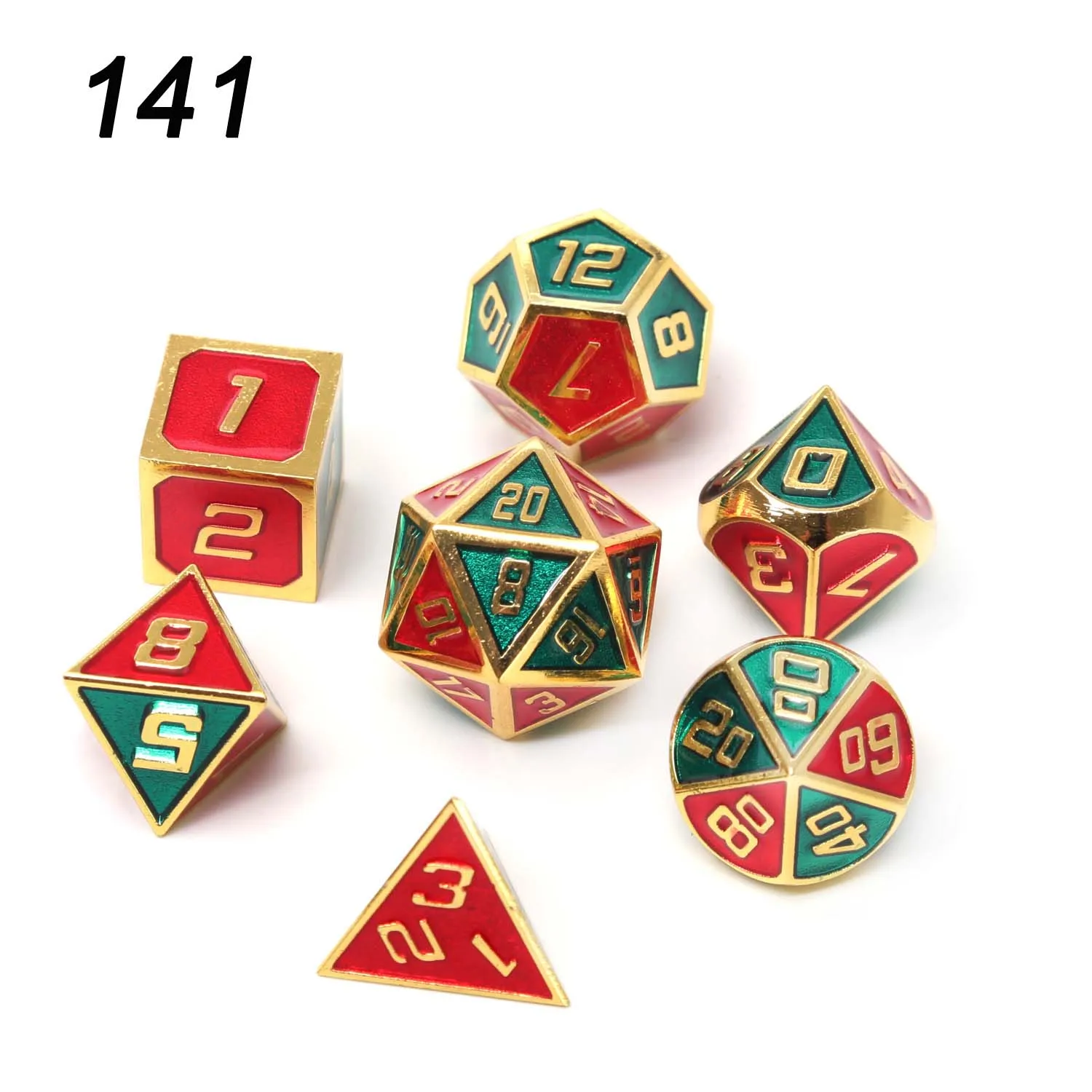 Chengshuo двухцветные металлические игральные кости DND наборы rpg многогранные металлические d& d красные настольные игры цинковый сплав цифровые подземелья и дракон d20 - Цвет: 141