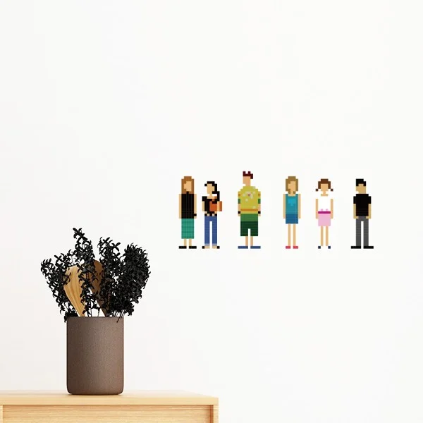 Игровые персонажи пикселей Съемная Настенная Наклейка художественные переводки