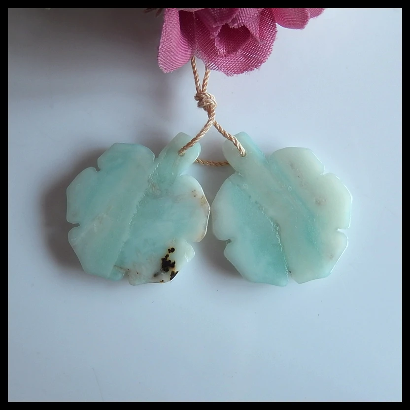 Женские серьги с резным цветком Amazonite 28x23x3 мм 5 4 г | Украшения и аксессуары