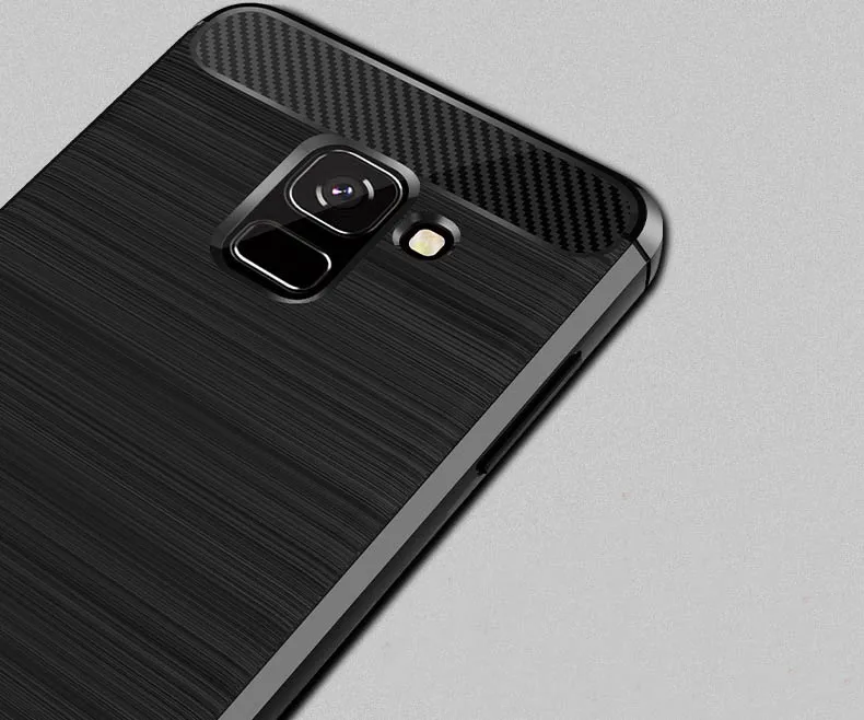 Для Samsung Galaxy A8 2018 чехол из углеродного волокна для Plus Задняя накладка чехла ТПУ
