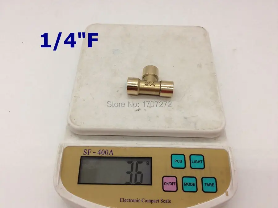 

free shipping Copper pipe fitting G1/4" female tee brass Pipe fitting, plumbing brass fittings, copper three contact