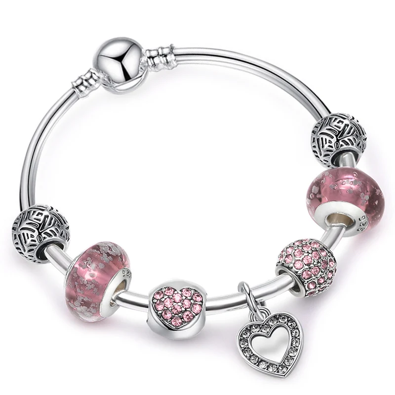 BAOPON бусины из горного хрусталя в виде сердечек очаровательные браслеты для