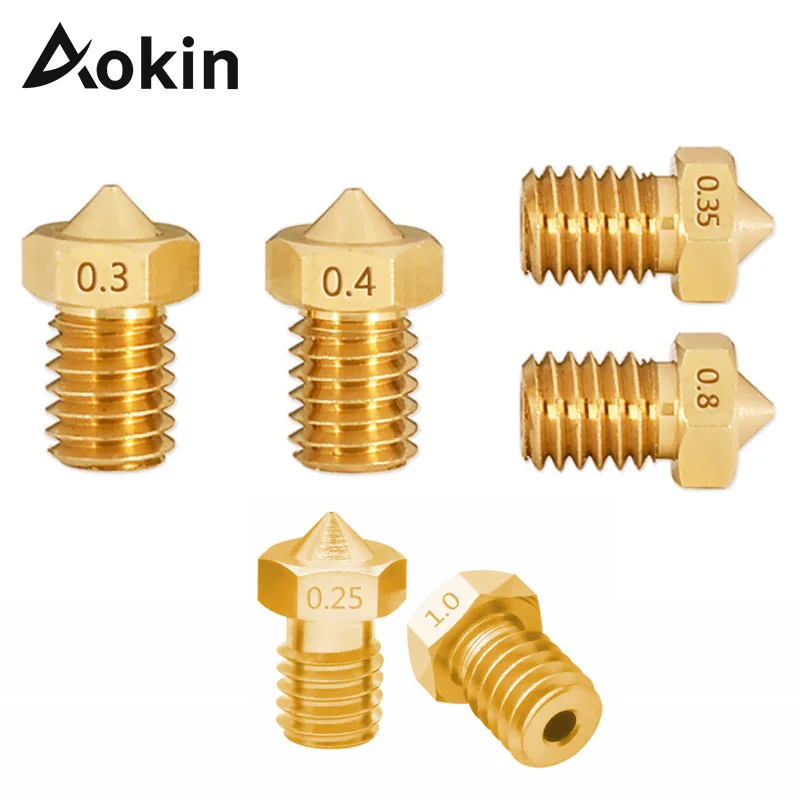 

Aokin 5 шт. сопло для экструдера 3D принтера V5 V6 M6 Резьбовая сопла 0,25 0,3 0,4 0,5 0,6 0,8 мм для нити 1,0 мм 1,75 мм