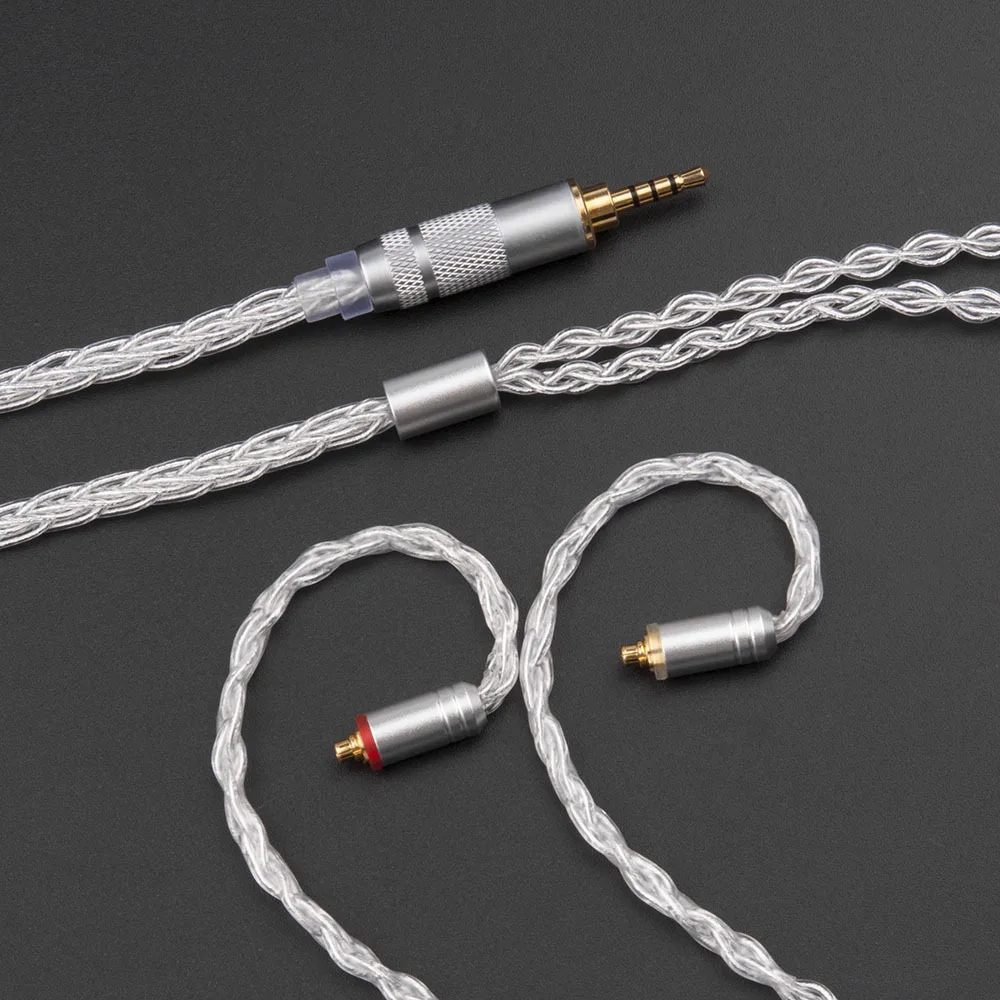 8 штук 3 5 мм 2 4 кабель MMCX для Shure SE215 SE535 SE846 pin ZS10 ZST ZAR ES4 ZS6 наушники посеребренный