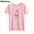 Футболка Mikialong с графическим принтом в виде бутылки молока, женская летняя футболка Ulzzang 2018, женская черная Базовая футболка, женская футболка Tumblr