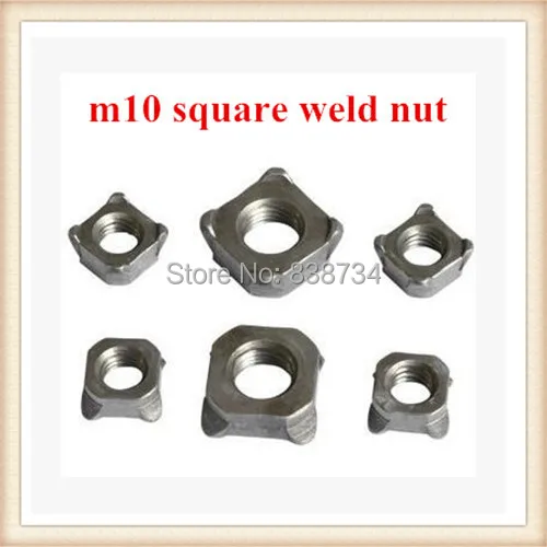 

100pcs steel natural m10 square weld nut