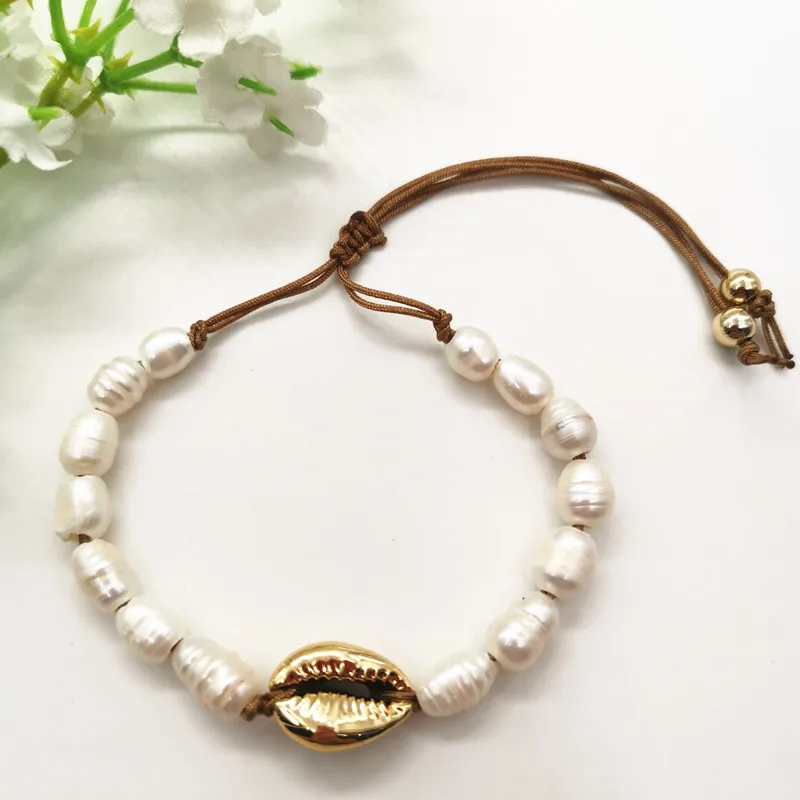 Gold Bracelet JCYMONG роскошное женское ожерелье с искусственным жемчугом золотого и серебряного цвета, металлические браслеты в виде ракушки, модные свадебные ювелирные изделия в стиле бохо - Окраска металла: Gold Bracelet