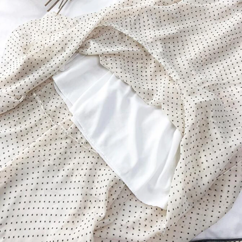 

SEDUTMO Spring Dot Chiffon Skirts Women Pleated Tutu Skirt Ruffles High Waist Summer Elastic Casual Midi Skirt ED795