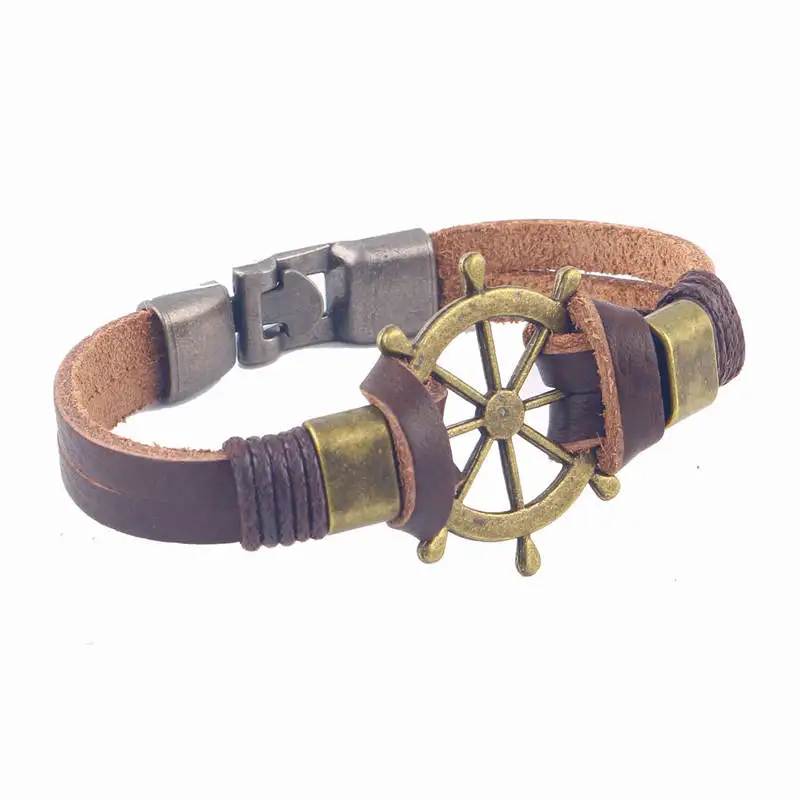 Кожаный браслет для мужчин в старинном стиле|leather bracelet anchor|bracelet anchoranchors for men |