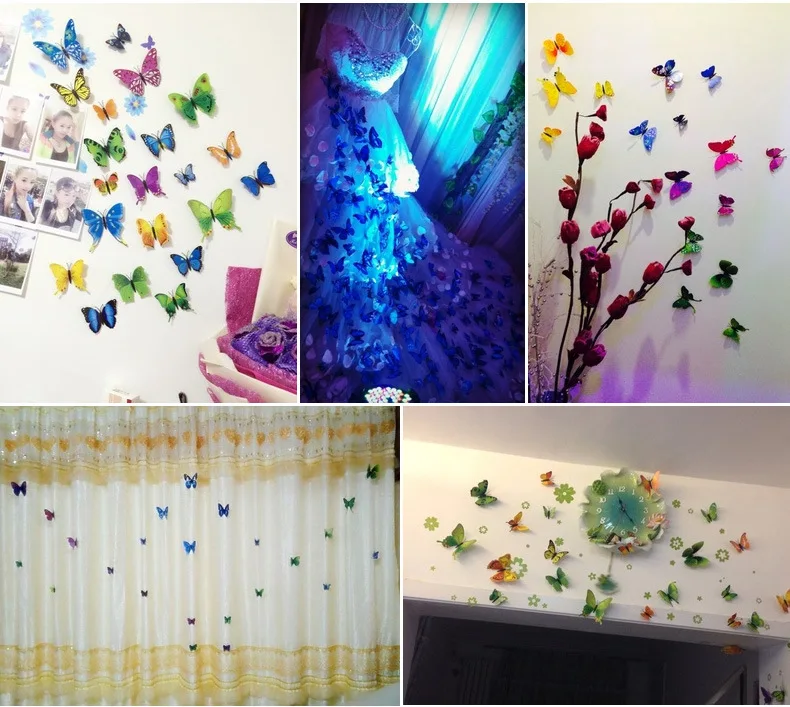 12 шт. в упаковке 3D настенный стикер бабочка номер Декор на стене для домашнего