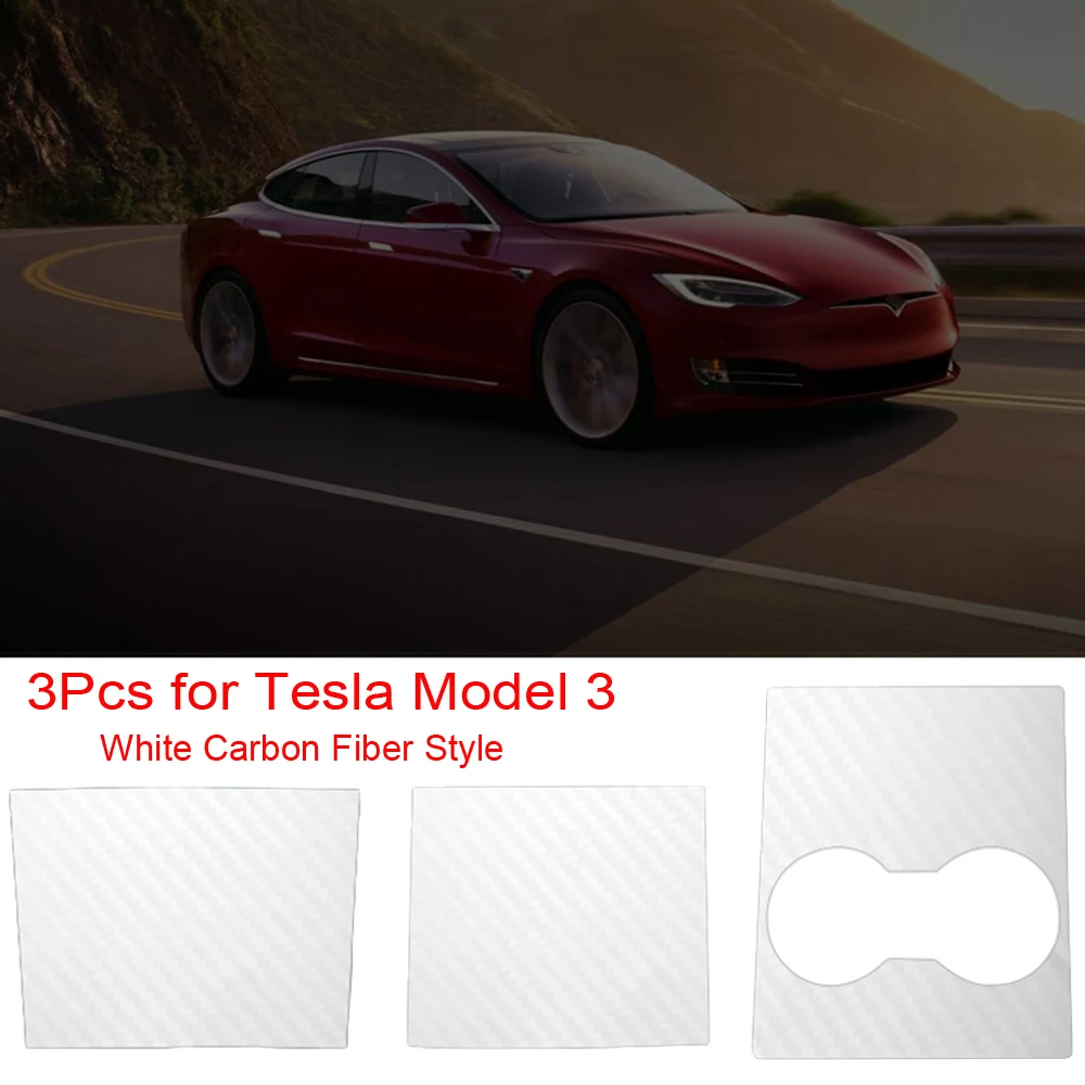 1 Набор наклеек для автомобильной центральной консоли Tesla Model 3 белые виниловые