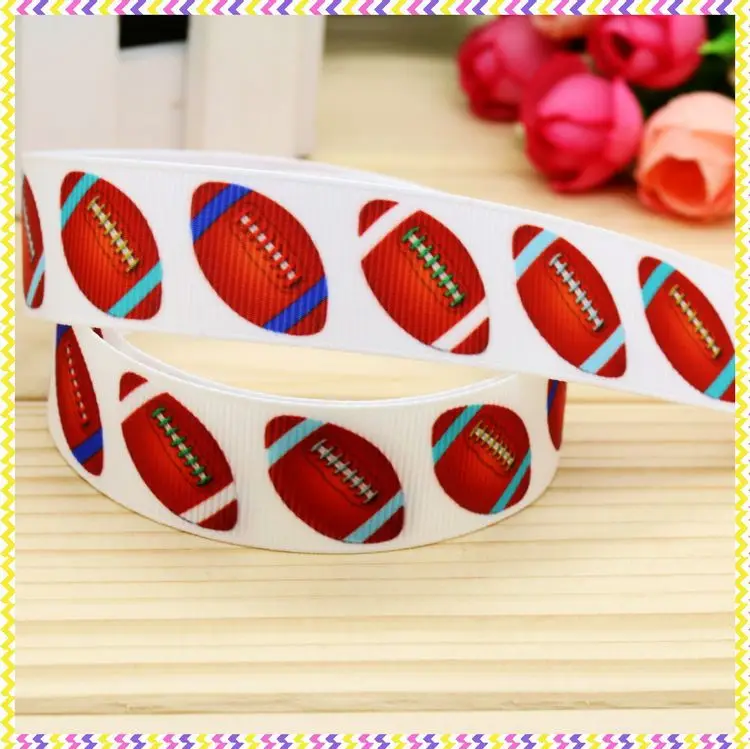

New 7/8'' Free shipping sport ball printed grosgrain ribbon hair bow headwear party decoration wholesale OEM 22mm H4179