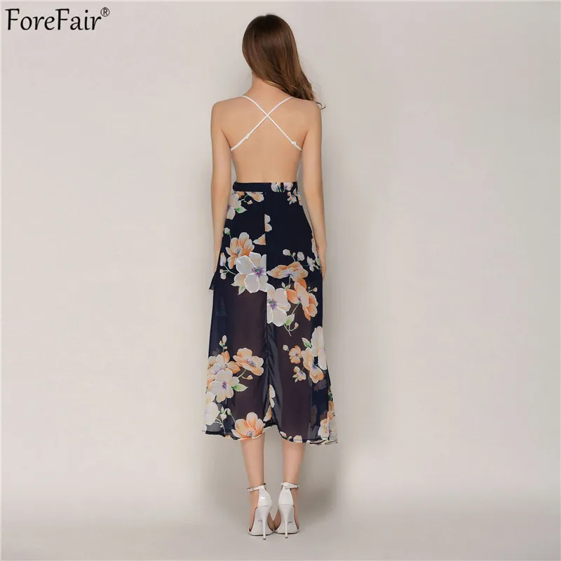 Женское кружевное платье ForeFair летнее пляжное средней длины с цветочным принтом и