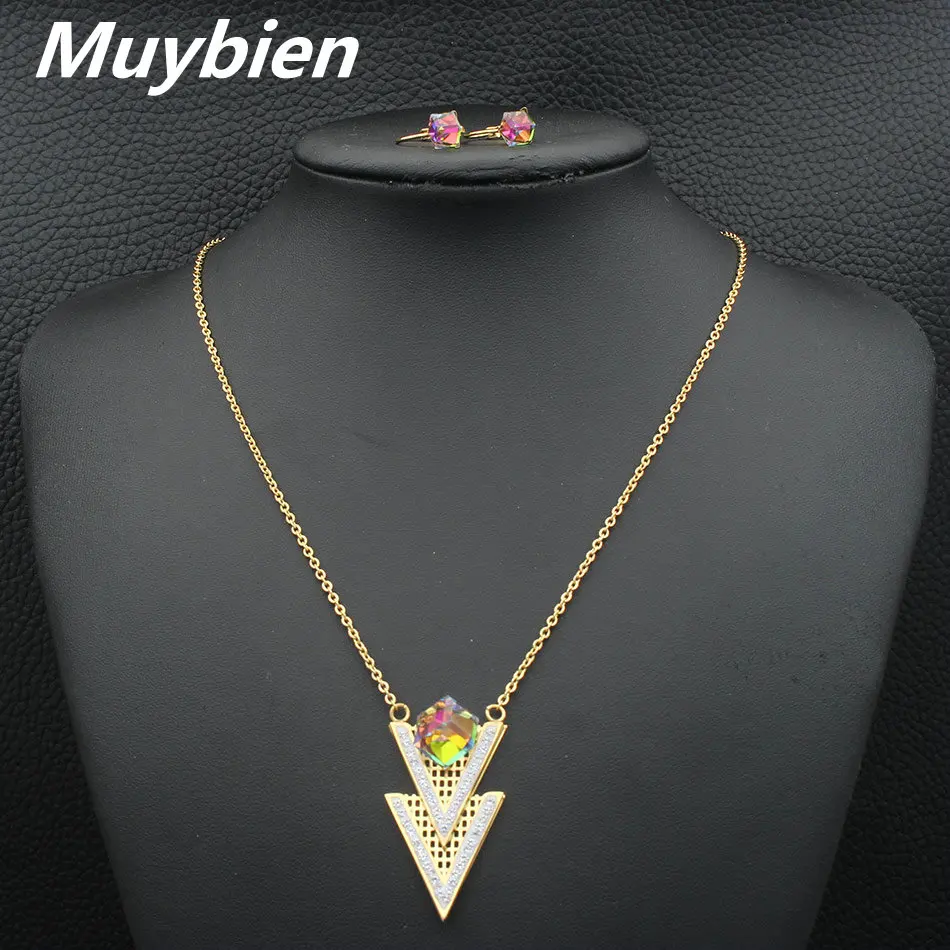 MUYBIEN/высококачественные модные свадебные комплекты ювелирных изделий золотого