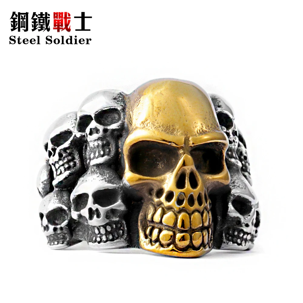 Мужское кольцо из титановой нержавеющей стали в стиле панк|skull rings for men|stainless steel