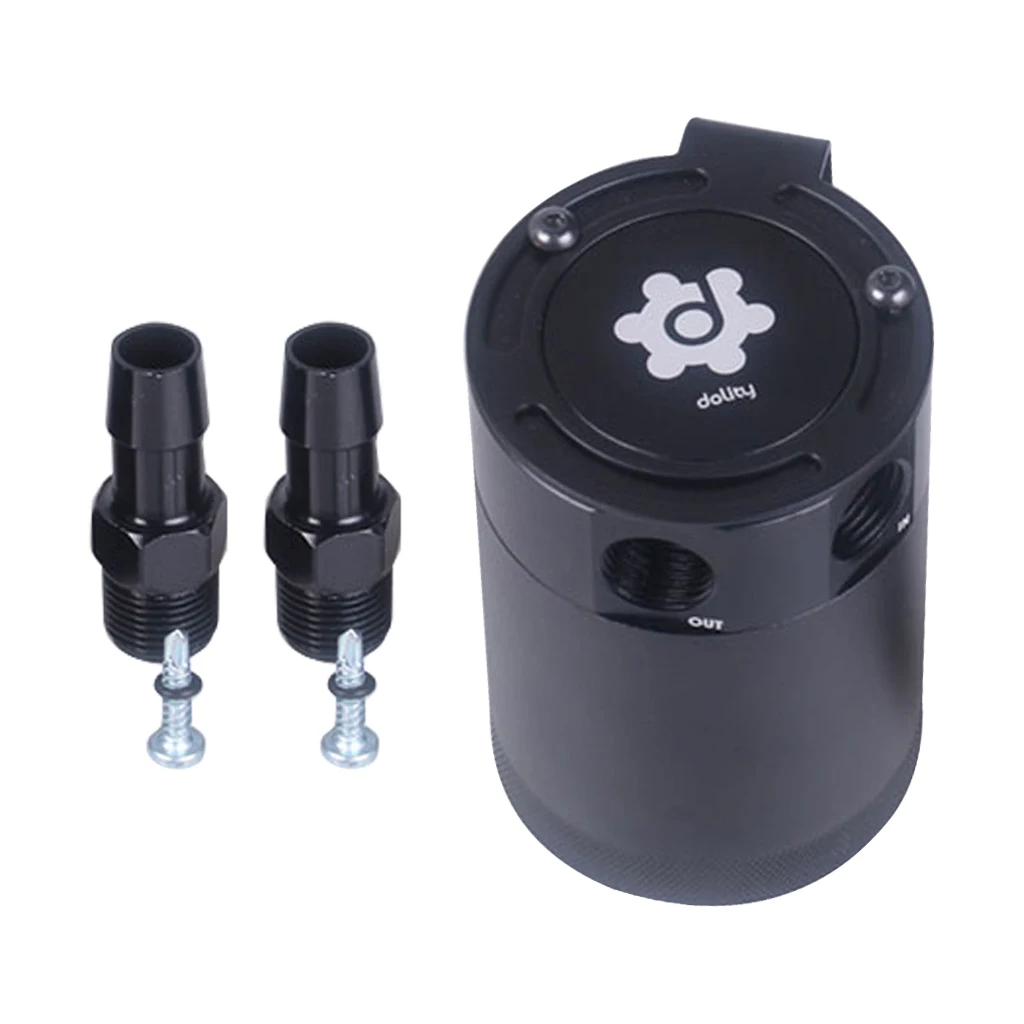 

1 Pcs Universal Oil Catch Can Compact Baffled 2-Port Aluminum Reservoir Oil Fuel Tank Parts Two Hole Breathable 50 Micron Filter