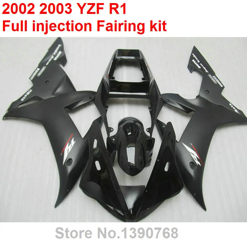 100% подходит инъекции Обтекатели для Yamaha R1 2002 2003 матовый черный обтекатель
