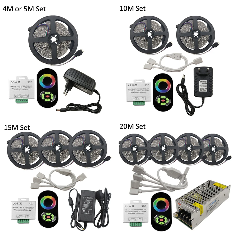 Водонепроницаемая гибкая светодиодная лента RiRi Won SMD5050 5 м 10 15 20 RGB 5050 12 В
