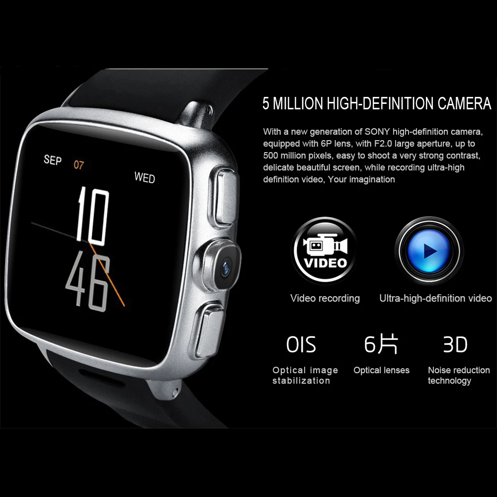 Smart Watch Z01 Android 5.1 metel 3G Smartwatch 5MP Camera Heart Rate Monitor Pedometer WIFI GPS reloj inteligente clock PK DM98 |