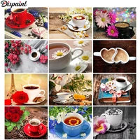 dispaint full squareround drill 5d diy diamond painting coffee flower 3d embroidery cross stitch 3d home decor gift