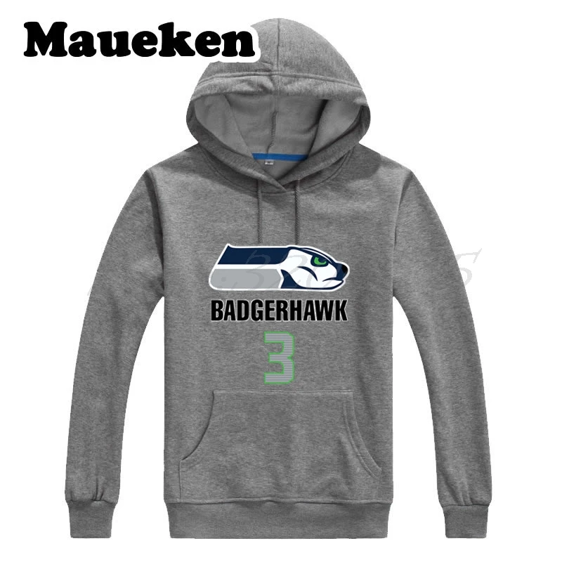 Мужские толстовки с капюшоном Russell Wilson 3 DangerRuss BadgerHawk плотные на осень и зиму