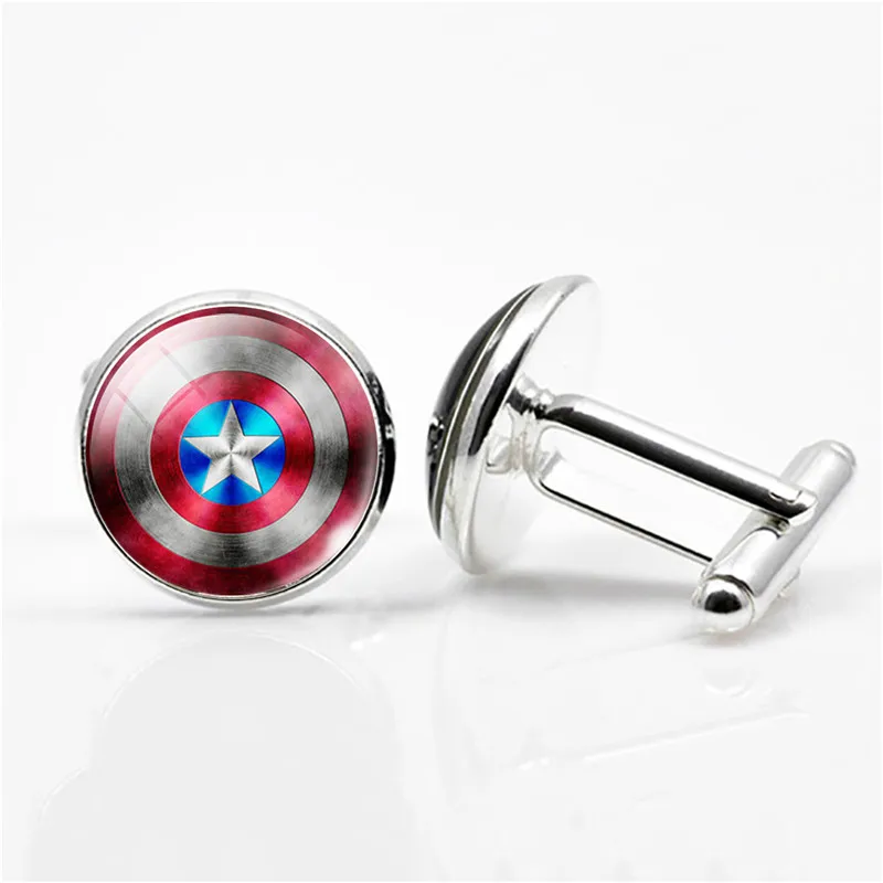 fashion Marvel Avengers Cufflinks America captain gem glass Cufflinks Game Related jewelry cute gifts for children wholesale