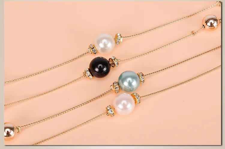 2019 Fashion thin belt Imitation pearl Metal waist chain belts for women match dress ceinture femme stretchy ladies | Аксессуары для