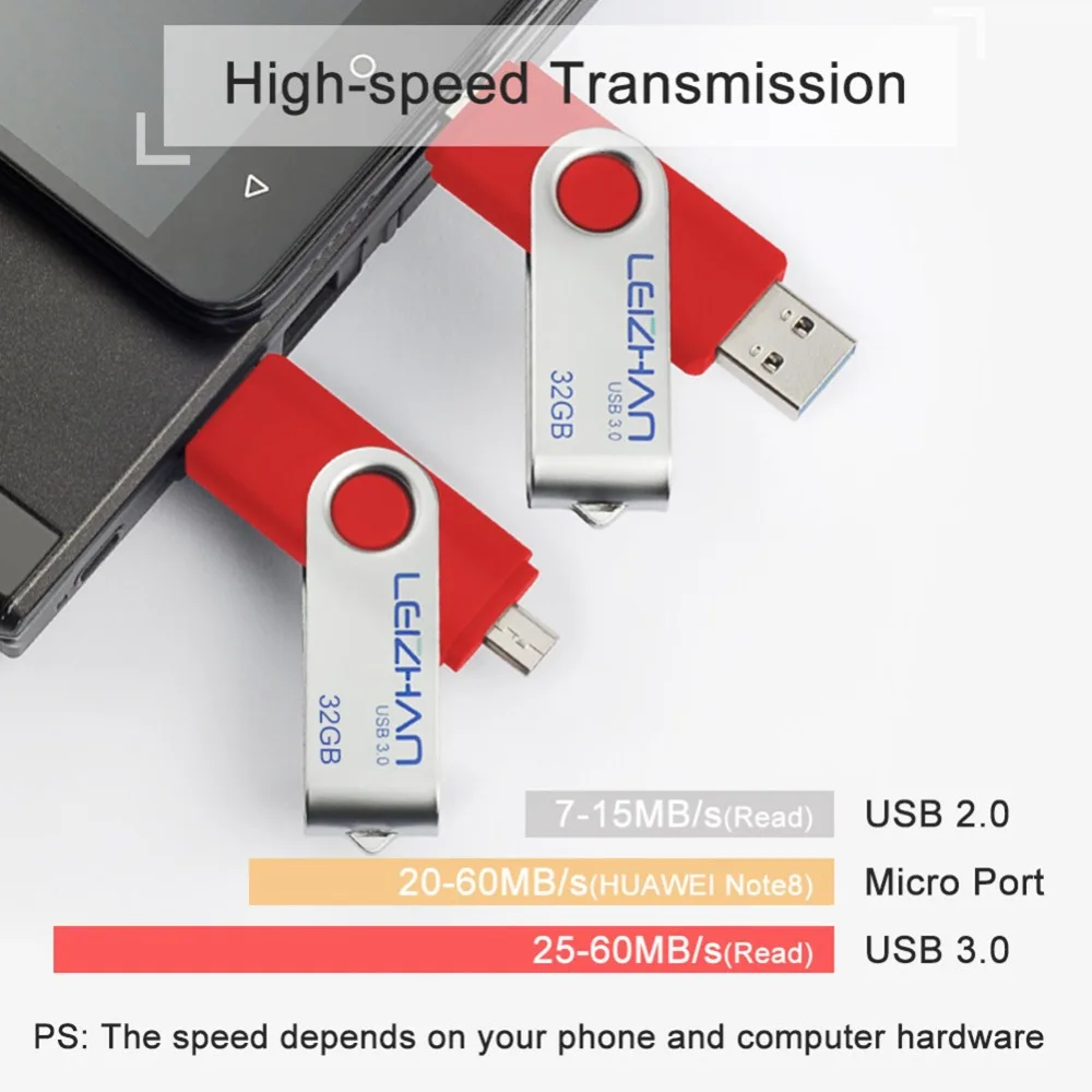 LEIZHAN USB карта памяти 64 Гб 3 0 высокая скорость 128 OTG флеш накопитель для Android телефона
