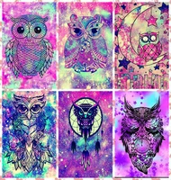 colorful owl on the moondreamcatcher art 5d diy full square drill diamond painting embroidery cross stitch mosaic home decor