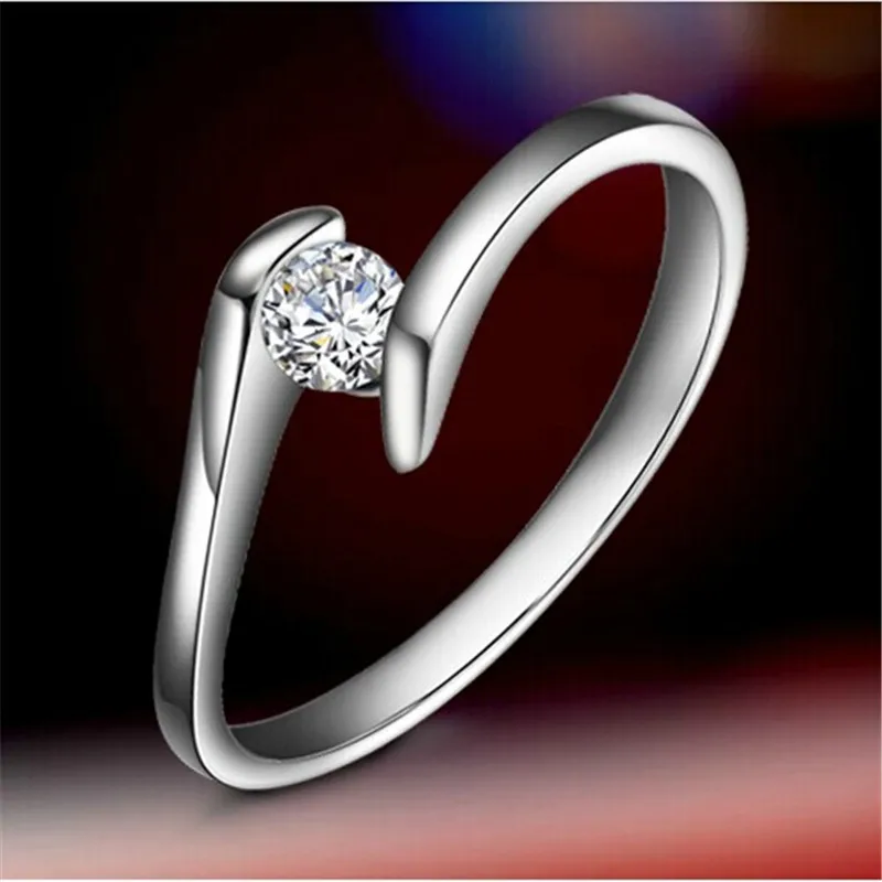 Тест Положительный 0.5CT круглый муассанит обручальное кольцо Стерлинговое Серебро Белое золото Покрытие длится навсегда