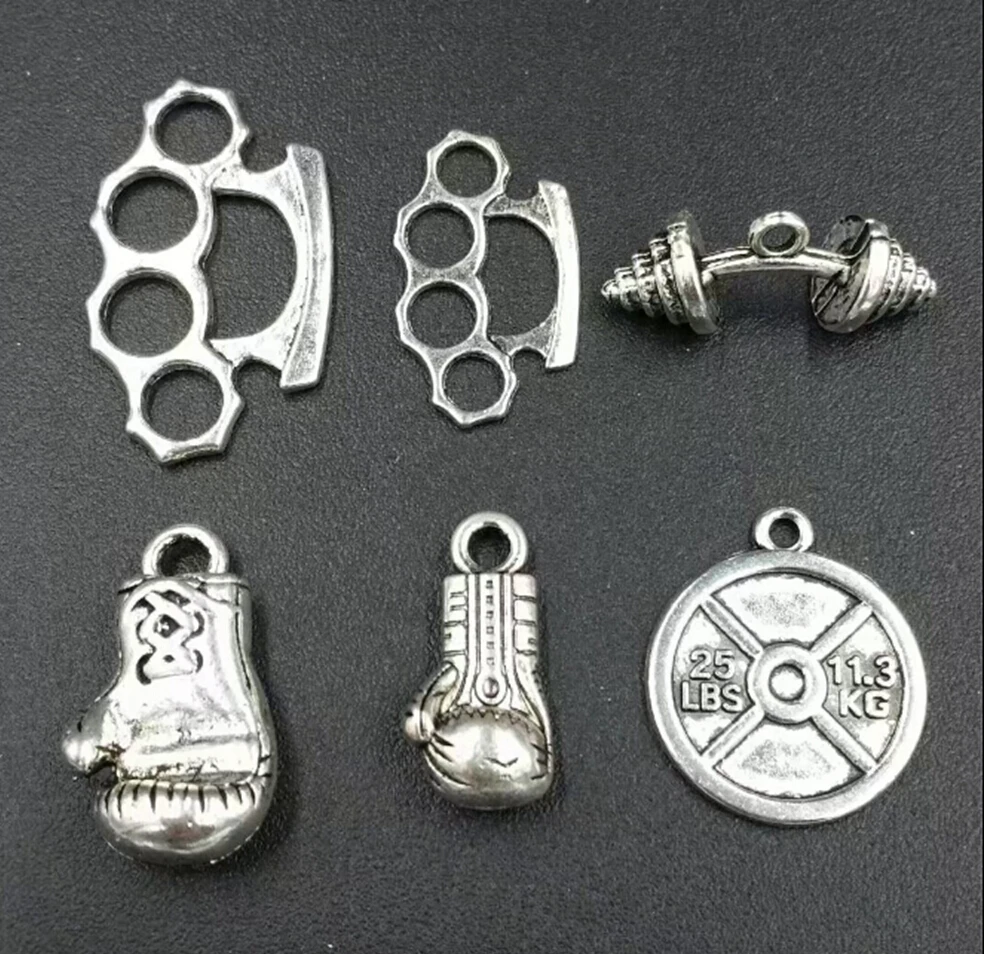 30 шт./лот боксерские перчатки гантели подвески с подвеской аксессуары спортивные