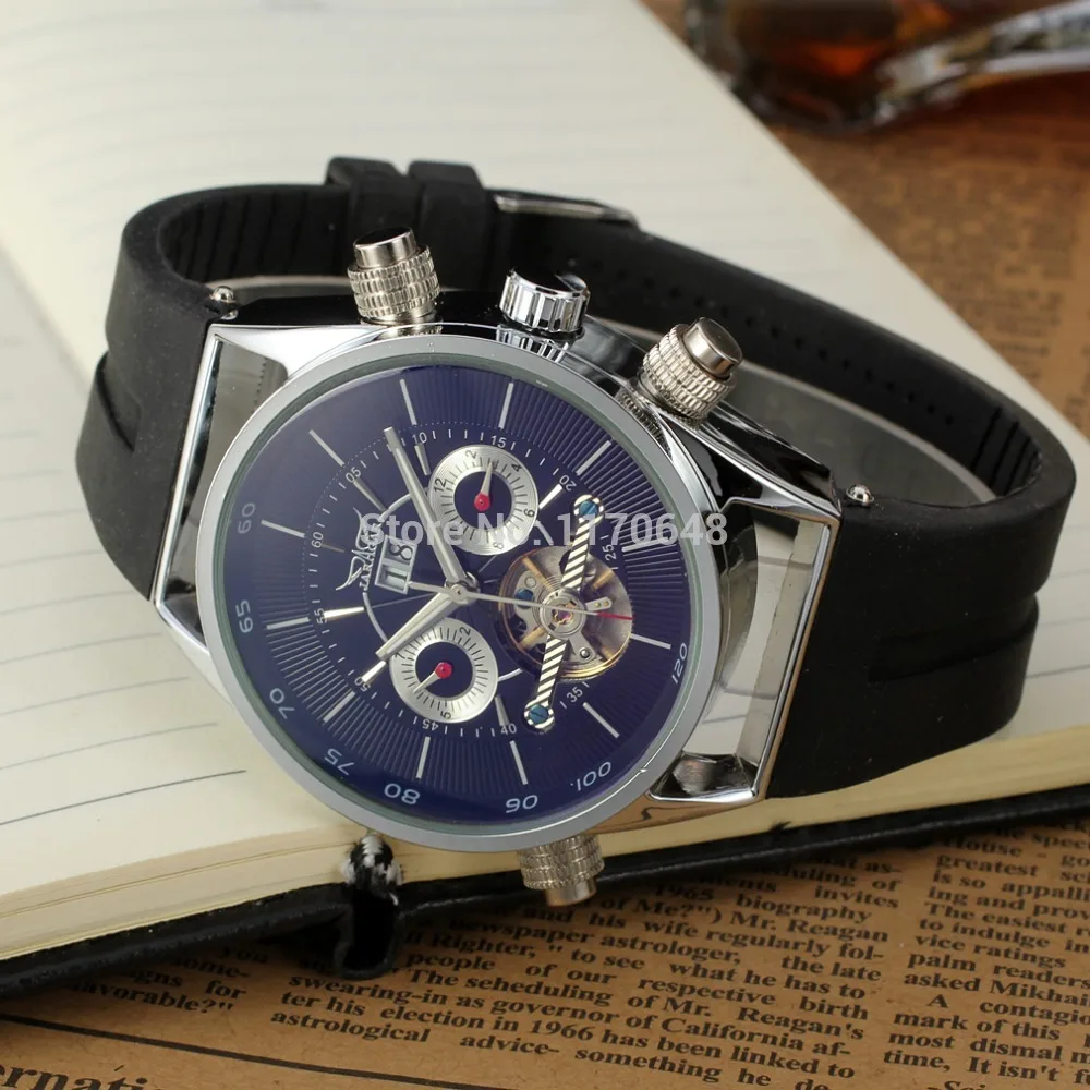 

JARGAR JAG448M3S1 NEW fashion design with silver color case black color dial with two silver color small eyes plastic band