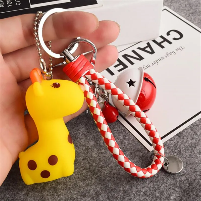 Creative cartoon cute giraffe keychain pendant plush toys ladies car bag Christmas birthday gift 7.5 cm high | Игрушки и хобби