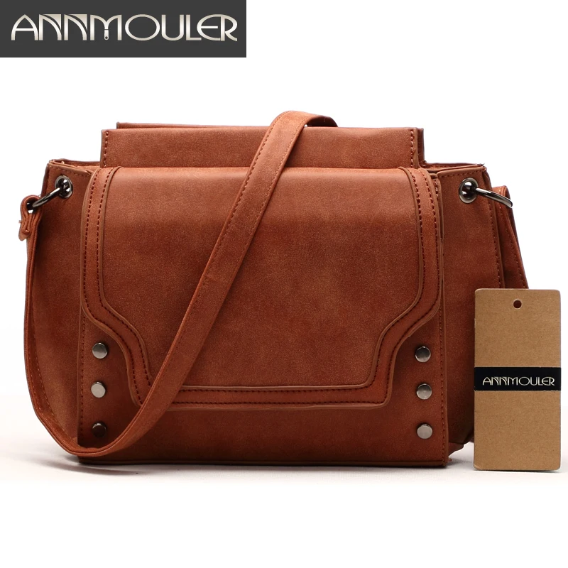 Annmouler Brand New Women Bags Pu Leather Designer Shoulder Bag Casual Crossbody Messenger for Ladies Solid Color Handbags | Багаж и сумки