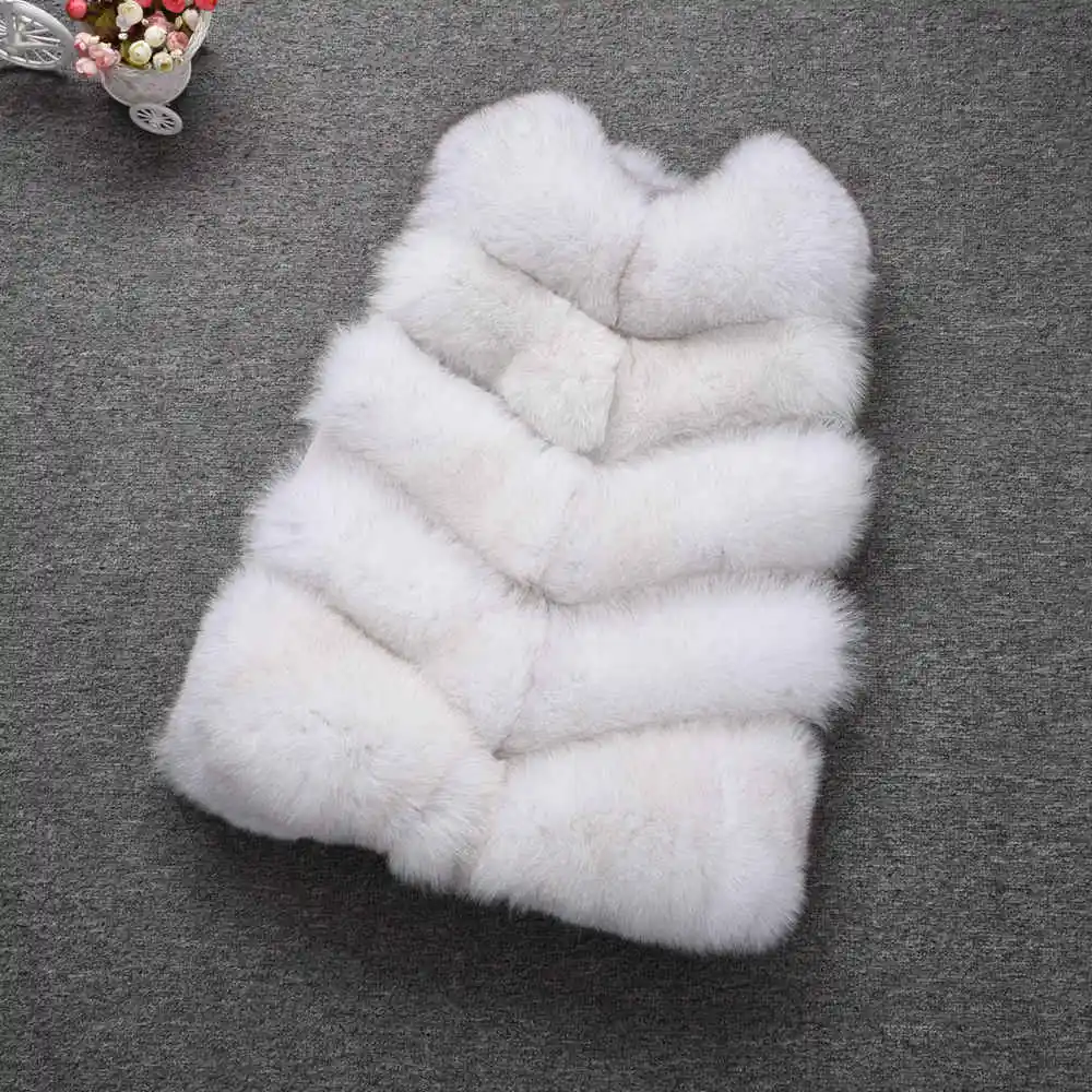 Natural White Jancoco Max натуральный Лисий мех жилет женский Зимний натуральный мягкий натуральный мех длинный жилет высокое качество модное пальто 5 рядов жилет S1571 - Цвет: Natural White