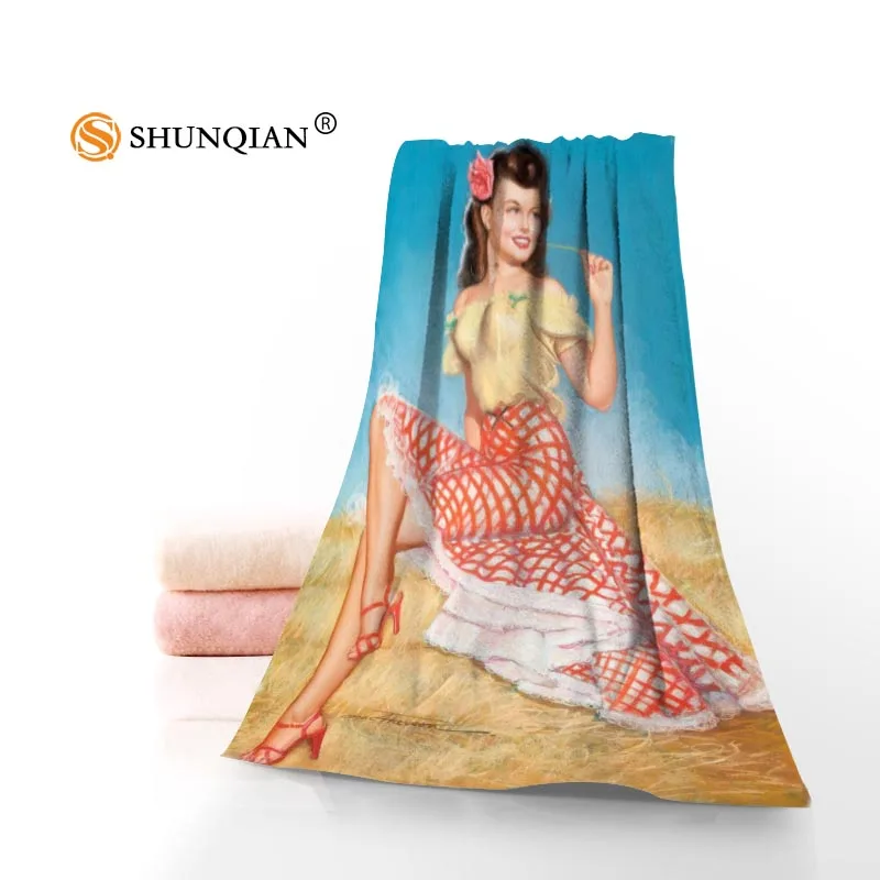 Пользовательское Гил Elvgren pin-up girls 35x75 см 70x140 полотенце s Facecloth банное из микрофибры