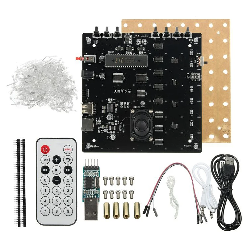 TOP 3D Square 8x8x8 LED Blue Light Cube MP3 Music Spectrum PCB Board DIY Kit Встроенная музыкальная