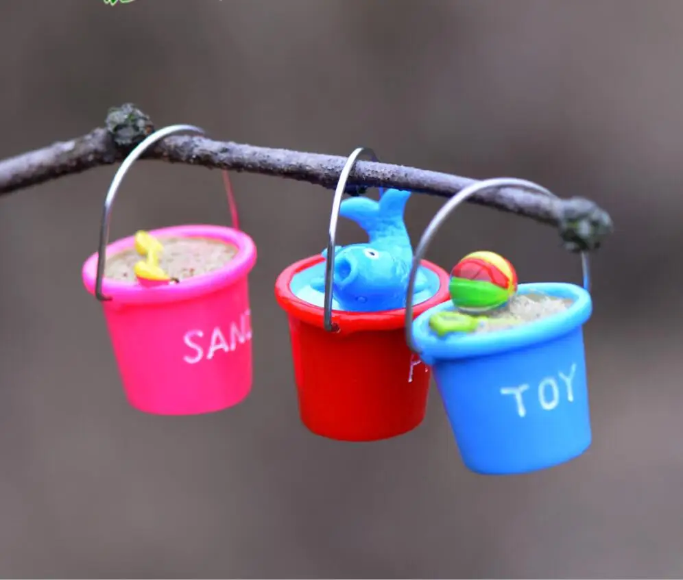 

50pcs Resin Beach Bucket Miniatures Landscape Accessories For Home Garden Cake Decoration Scrapbooking Craft Diy