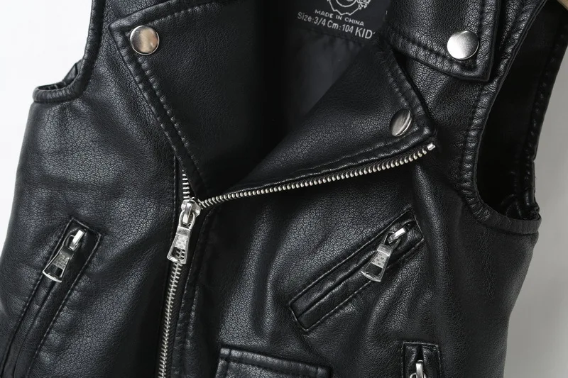 Брендовый детский жилет из искусственной кожи улучшенный модный на молнии для