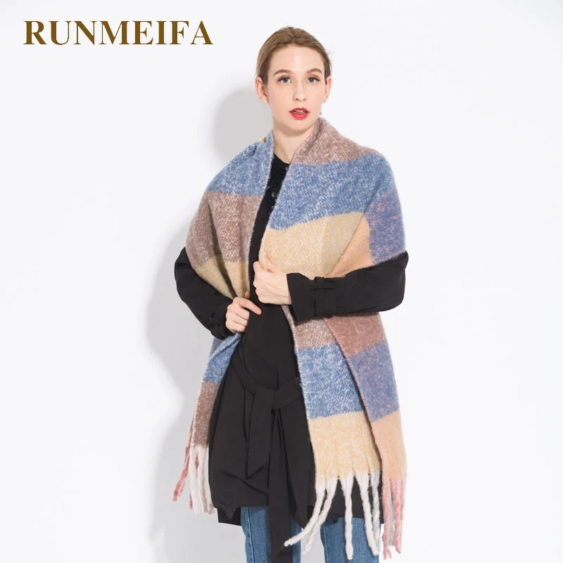 RUNMEIFA зимний шарф для женщин модные теплые шарфы пашмины Foulard Femme зимний шарф роскошный бренд имитация кашемировые шали