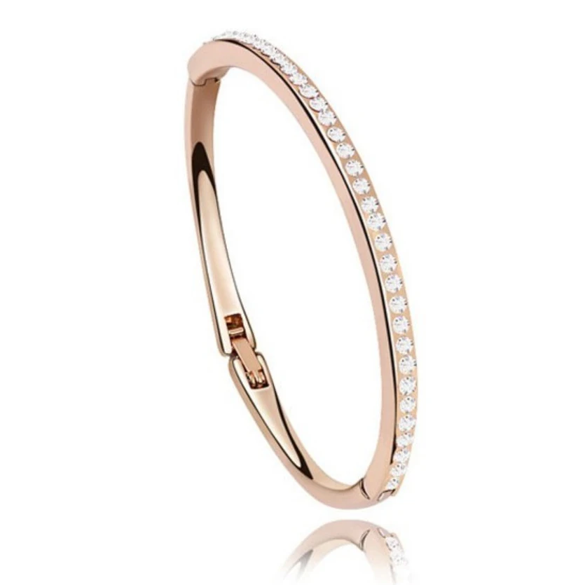 Rose Gold Классический дизайн кристалл 3 colros браслет с каналами Сделано с чешскими кристаллами для женщин - Окраска металла: Rose Gold